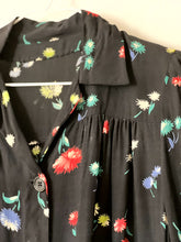 Load image into Gallery viewer, 1940s Black Floral Shirt Dress / Medium - Large