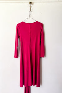 1980s Raspberry Pink Knit Wrap Dress / Small - Medium