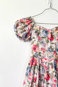 1980s Floral Fit and Flare Tea Dress / XSmall