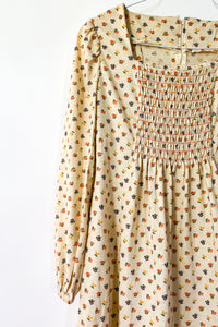 1970s Ditsy Floral Knit Mini Dress / Medium