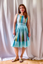 Load image into Gallery viewer, 1950s Teal Cotton Fit and Flare Dress / XSmall - Small