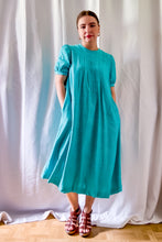 Load image into Gallery viewer, 1980s Teal Mini Floral Day Dress / Medium - Large