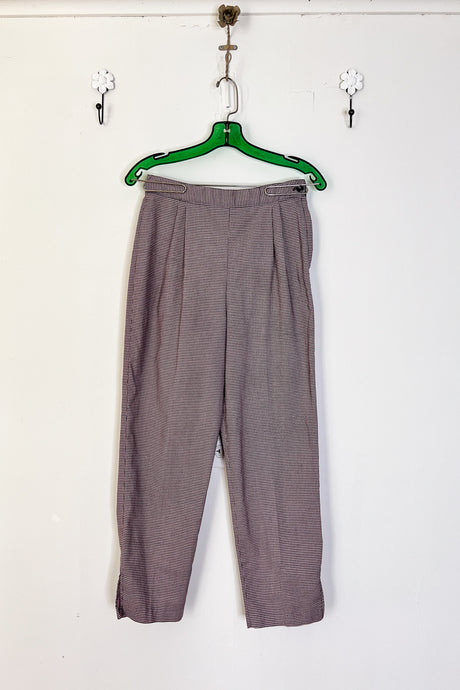 1990s Pink Herringbone Pleated Trousers / XSmall - Small