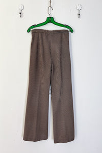1970s Brown Herringbone Knit Pants / Medium - Large