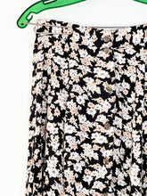 Load image into Gallery viewer, 1990s Black Floral Button Midi Skirt / Small - Medium