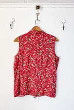 Load image into Gallery viewer, 1990s Coral Leaf Print Sleeveless Blouse / Medium - Large