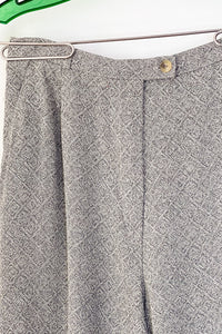1990s Light Grey Patterned Trousers / Medium