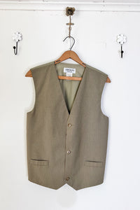 1990s Taupe Tailored Vest / Medium - Large