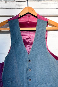 1970s Blue Corduroy Tailored Vest / Medium - Large