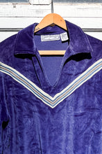 Load image into Gallery viewer, 1970s Navy Velour Polo Sweater / Large