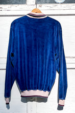 Load image into Gallery viewer, 1970s Blue Velour Polo Sweater / Large