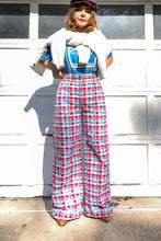 Load image into Gallery viewer, 1970s Red and Blue Plaid Wideleg Pants / Medium