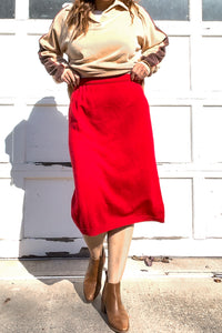 1980s Red Sweater Knit Skirt / Medium