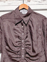 Load image into Gallery viewer, 1990s Brown Dot Silk Blouse / Small