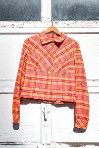 1960s Orange Tweed Plaid Jacket / XSmall - Small