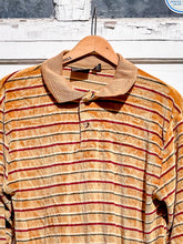 Load image into Gallery viewer, 1970s-80s Camel Stripe Velour Polo Sweater / Medium