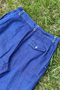 1980s Dark Wash Pleated Jeans  / W:28"