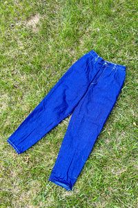 1980s Dark Wash Pleated Jeans  / W:28"