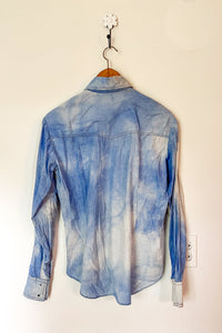 1970s Indian Cotton Blue Tie-dye Shirt / Small - Medium
