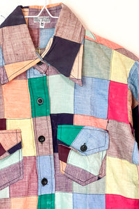 1970s Indian Cotton Autumn Patchwork Shirt / XSmall