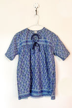 Load image into Gallery viewer, 1970s Indian Cotton Blue Paisley Blouse / Small