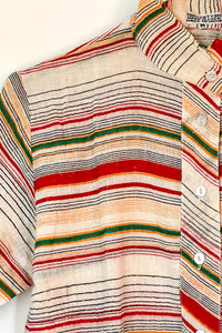 Vintage Indian Cotton Red Stripe Shirt / Medium