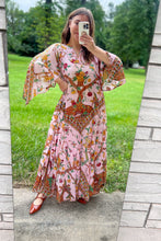 Load image into Gallery viewer, Vintage Pink Floral Cotton Maxi Dress / Small - XLarge