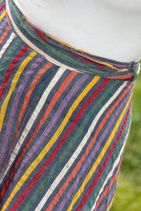 Vintage Indian Cotton Blue Striped Wrap Skirt / XSmall - Small