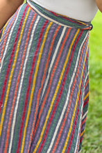Load image into Gallery viewer, Vintage Indian Cotton Blue Striped Wrap Skirt / XSmall - Small