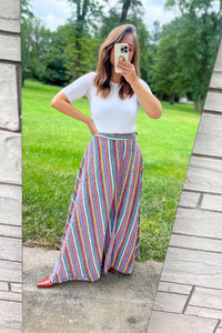 Vintage Indian Cotton Blue Striped Wrap Skirt / XSmall - Small