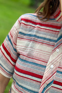 Vintage Indian Cotton Blue Stripe Shirt / Medium