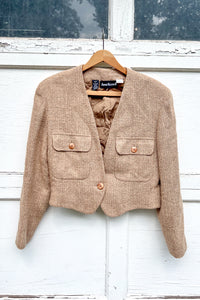 1990s Beige Cropped Blazer / XSmall