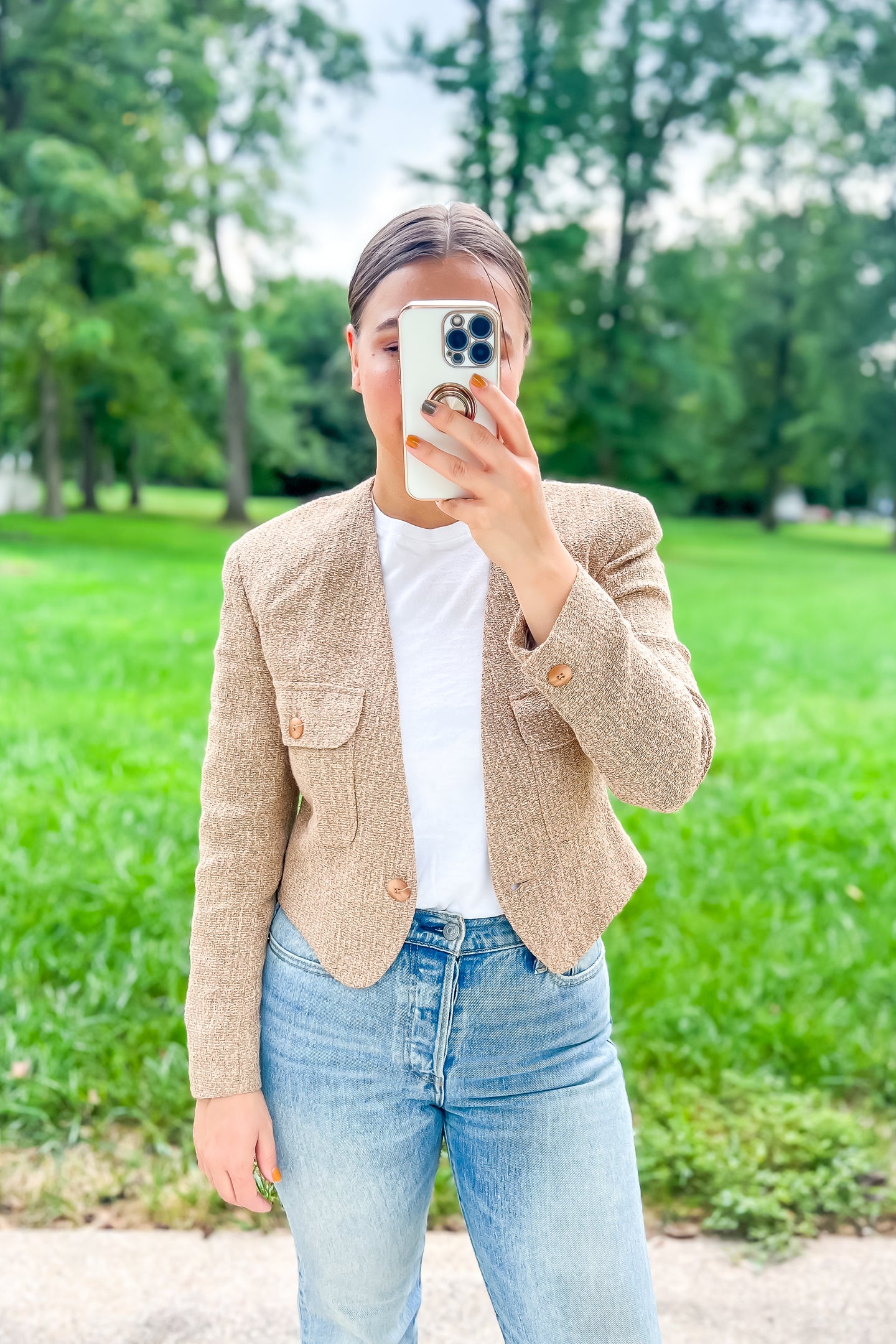 1990s Beige Cropped Blazer / XSmall