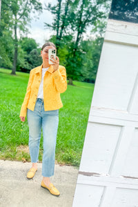1980s-90s Yellow Tweed Escada Jacket / Small - Medium