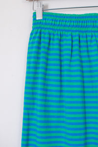 1980s-90s Blue & Green Striped Knit Pencil Skirt / XSmall - Small