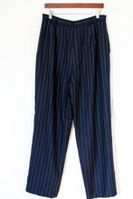 Load image into Gallery viewer, 1990s Navy Pinstriped Pleated Trousers / Medium - Large