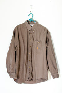 1990s Brown Cotton Button Up Top / Large - XLarge