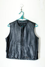 Load image into Gallery viewer, 1980s-90s Black Leather Vest / Small