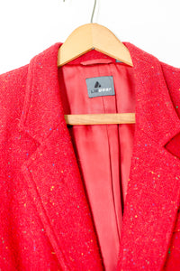 1980s-90s Red Tweed Blazer / Medium