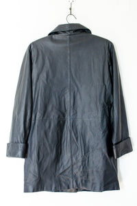 1990s Black Leather Blazer / Small - Medium