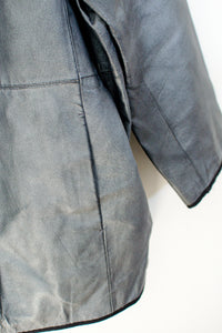 1990s Shiny Grey Leather Jacket / 3X