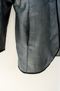 1990s Shiny Grey Leather Jacket / 3X