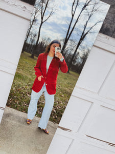 1980s-90s Red Tweed Blazer / Medium