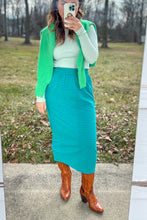 Load image into Gallery viewer, 1980s-90s Blue &amp; Green Striped Knit Pencil Skirt / XSmall - Small
