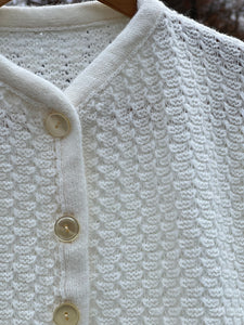 1950s-60s Textured White Cardigan / Medium - Large