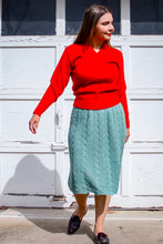 Load image into Gallery viewer, 1980s-90s Sage Green Open Knit Skirt / Medium - Large