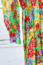 Load image into Gallery viewer, 1980s Bright Floral Silk Faux Wrap Dress / XSmall - Small