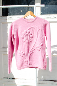 1950s-60s Pink Puffy Tulip Sweater / Small