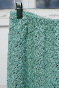 1980s-90s Sage Green Open Knit Skirt / Medium - Large