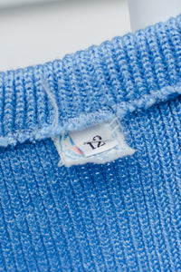 Vintage Light Blue Knit Pencil Midi Skirt / Small - Medium